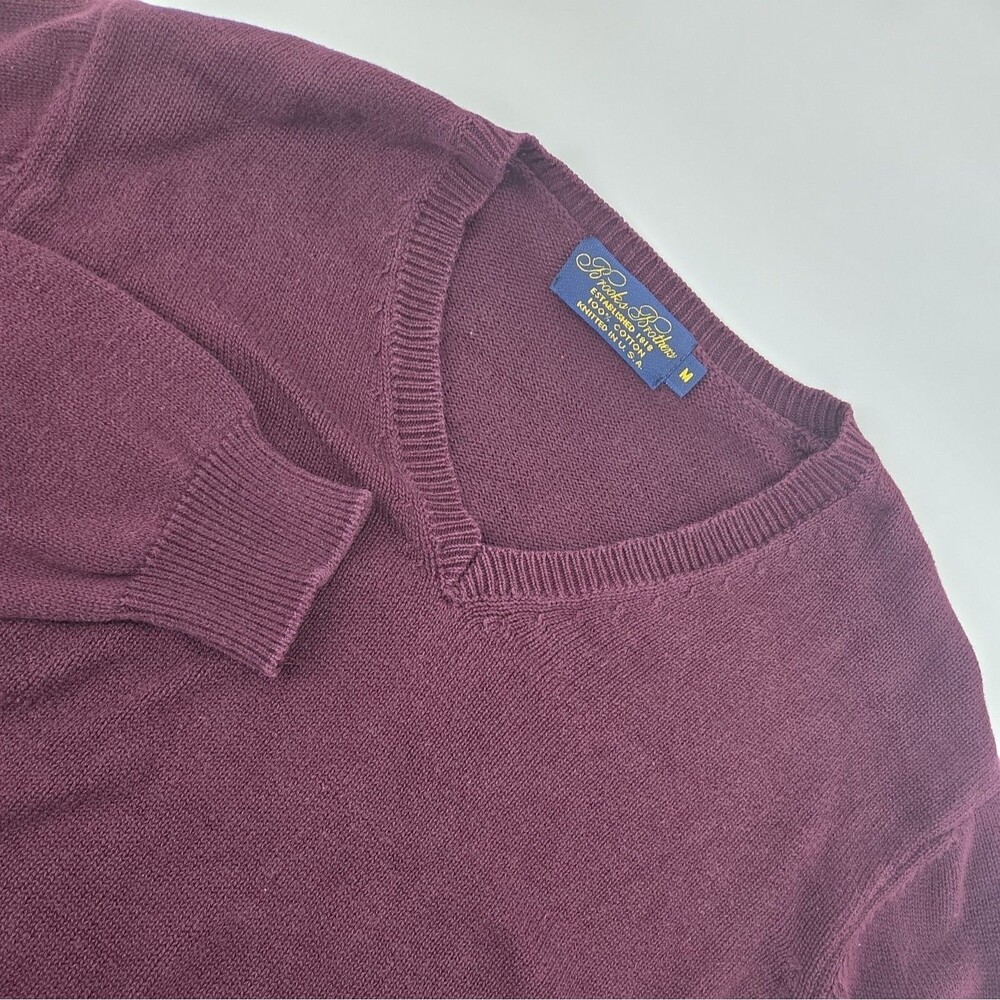 Brooks Brothers Men Sweater M Burgundy Cotton Classic Old Money Heritage Preppy